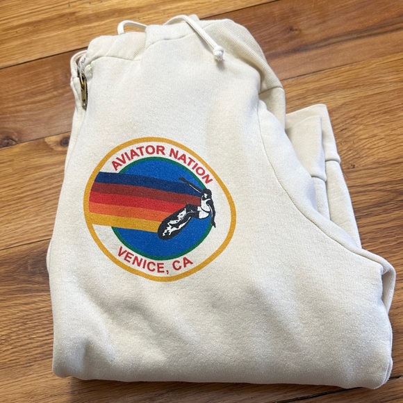 Aviator Nation Cream Hoodie with Rainbow Details - Picture 9 of 9